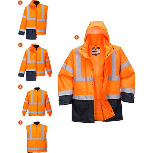 Reflexn nepromokav bunda Executive Hi-Vis 5v1, oranov/modr,