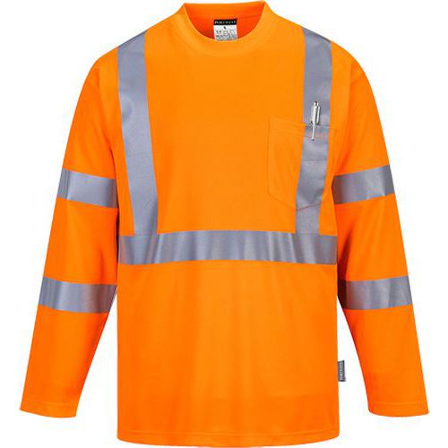 Reflexní tričko s dlouhým rukávem Pocket Hi-Vis, oranžové