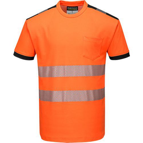 Reflexn triko s krtkm rukvem PW3 Hi-Vis, oranov/ern, ve