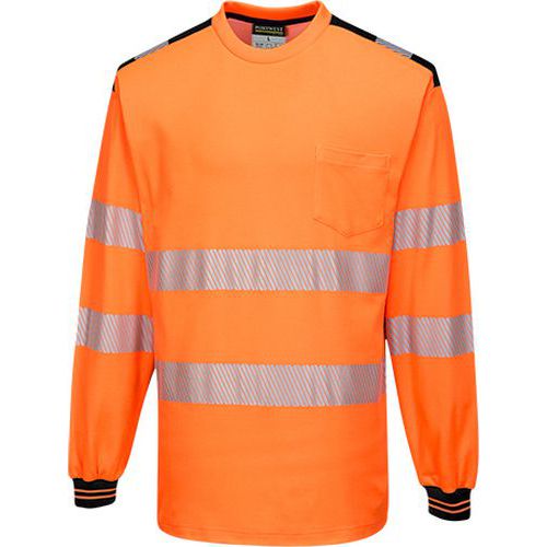 Reflexn triko s dlouhm rukvem PW3 Hi-Vis, oranov/ern, ve