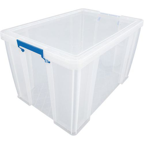 Plastové úložné boxy s víkem na klip Manutan, 85 l - Prodloužená záruka na 10 let