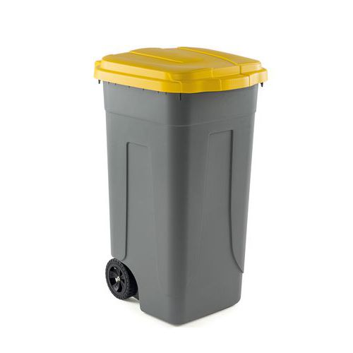 Mobil Plastic Plastová popelnice Cheriff na tříděný odpad, 100 l, šedá/žlutá