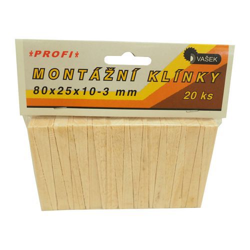 Klnky devn, montn, balen 20 ks, 80 x 25 x 10 - 3 mm