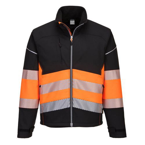 Softshellov bunda PW3 Hi-Vis Tda 1, ern/oranov, vel. 4XL