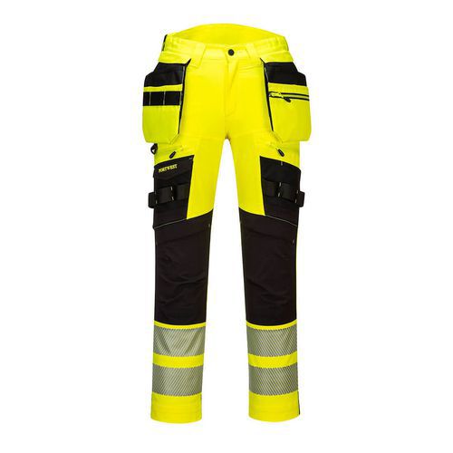 Kapesní kalhoty DX4 Hi-Vis s kapsou na zip, černá/žlutá