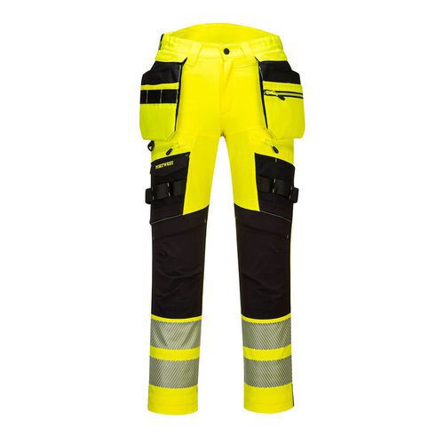 Kapesn kalhoty DX4 Hi-Vis s kapsou na zip, ern/lut, normln