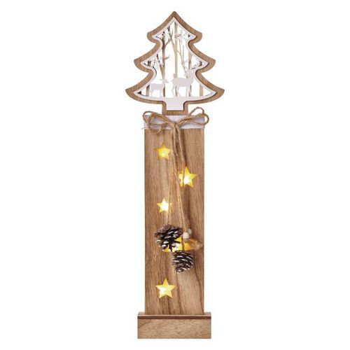 LED vánoční strom dřevěný, 48 cm, 2xAA, vnitřní, teplá bílá, časovač
