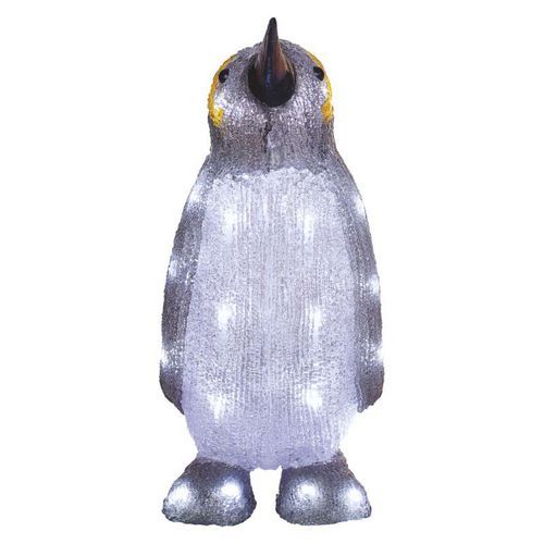 LED dekorace - svítící tučňák, 35 cm, venkovní i vnitřní, studená bílá, časovač